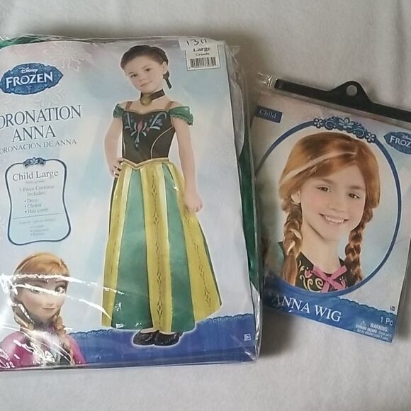 FROZEN ANNA CORONATION NWOT AND WIG SZ LARGE - Picture 1 of 6